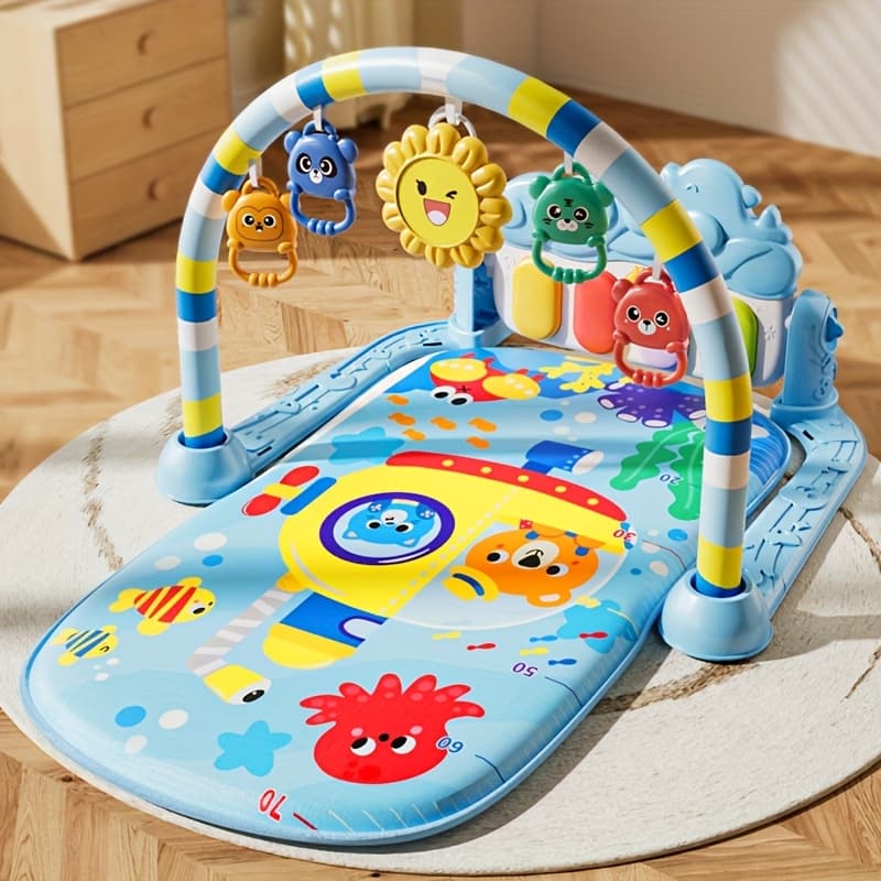 Lively and cute baby gym mat, musical activity centre baby piano gym mat, music and light tummy time mat, six styles to choose from, the best gift for boys and girls.