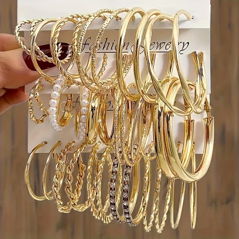 48pcs Golden Jewelry Set Including Necklace, Bracelet, Earrings, Rings for Women, Valentine'S Day Anniversary Friendship Gift
