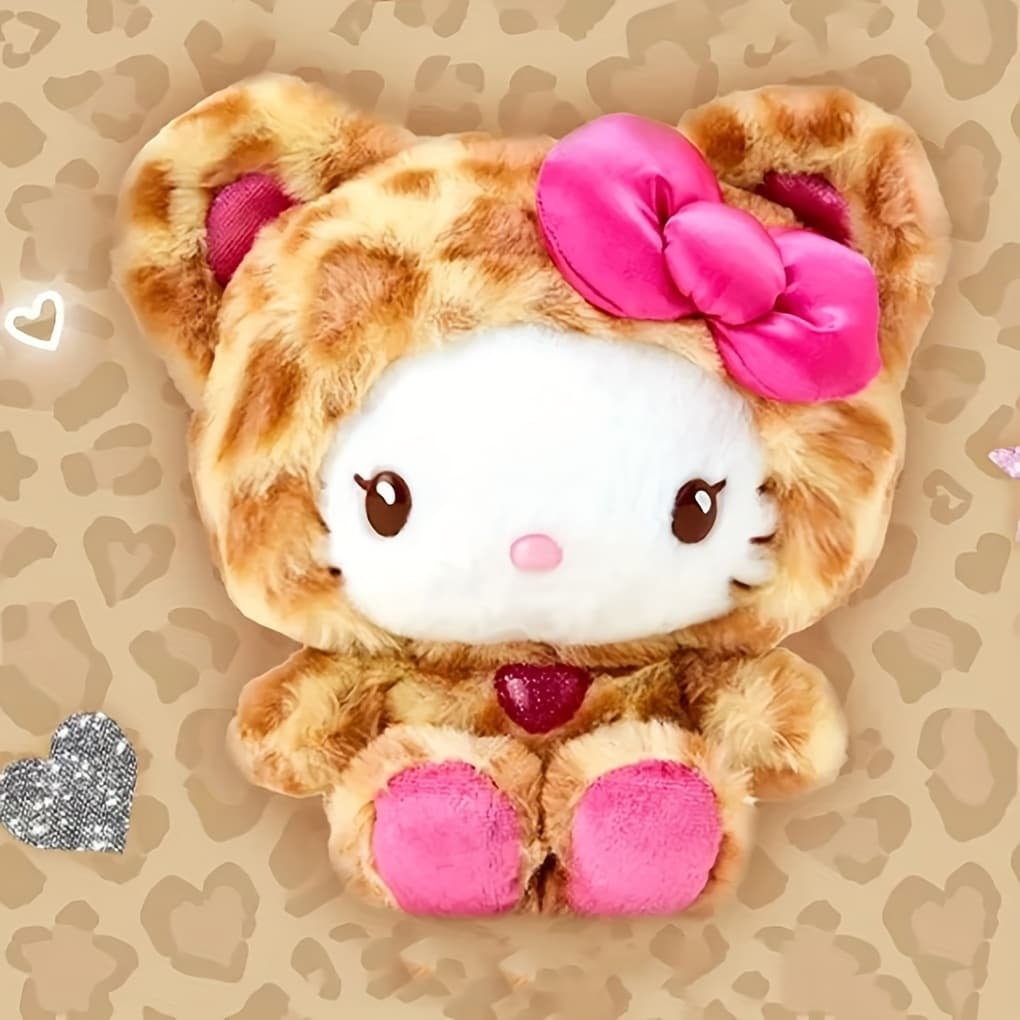 1pc Sanrio Hellokitty Interactive Game Doll, Cool Leopard Print Limited Edition Toy, Cute Pattern With Bow Decoration For Game Gifts