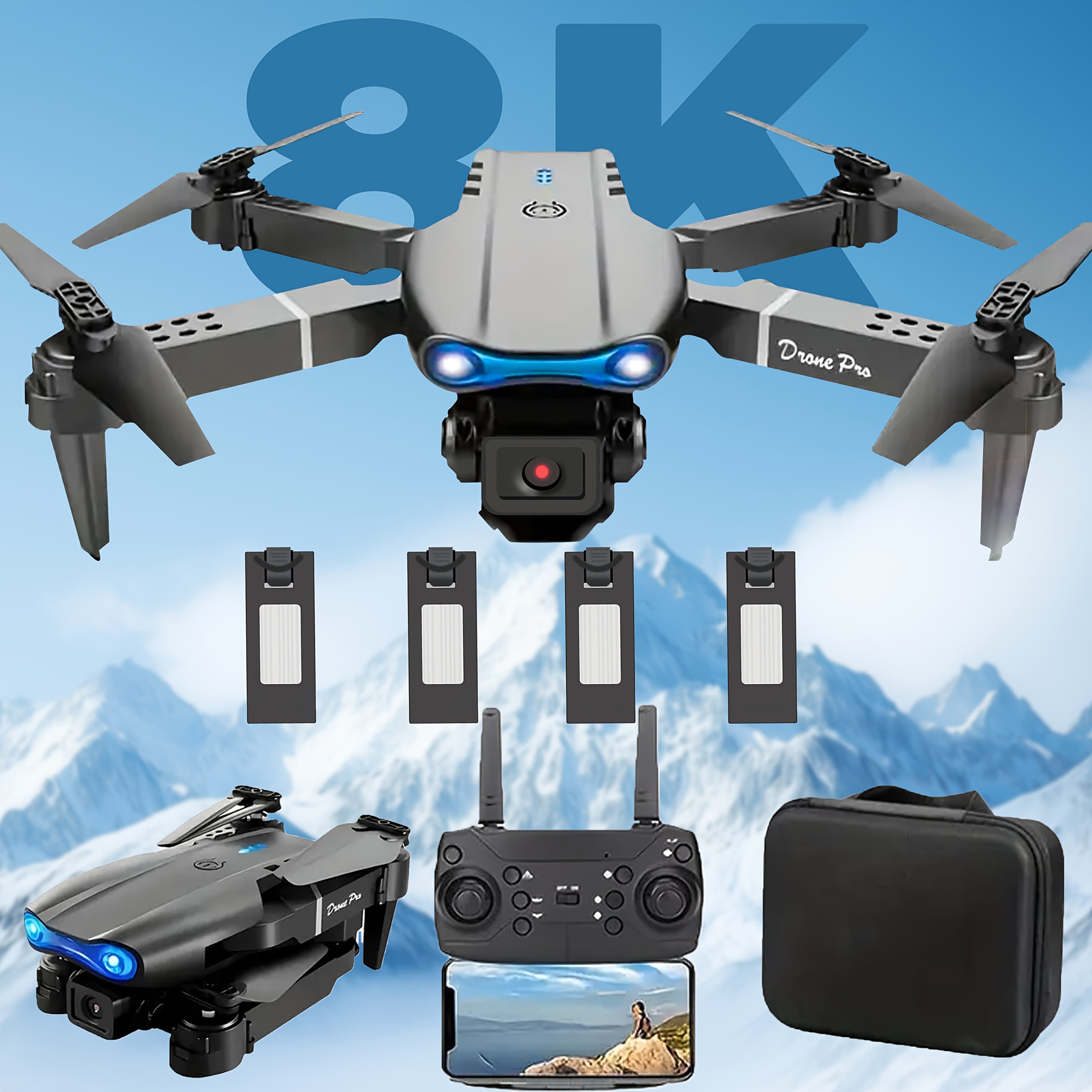 Dual-cam RC Drone with Battery: Foldable, Brushless Motor, Optical Flow Positioning, Intelligent Follow-shot. Indoor/outdoor Use, Beginner-friendly, Top Pick for Christmas Gifts
