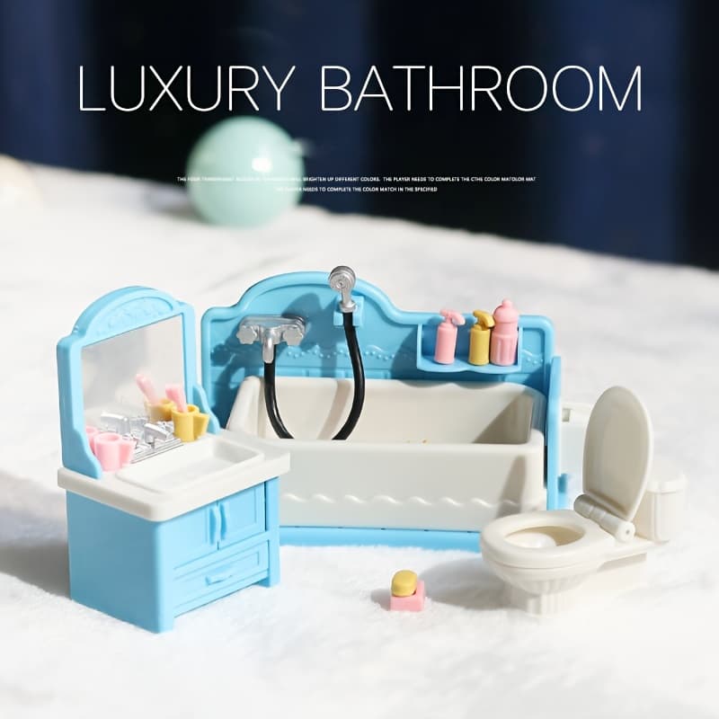 Mini Bathroom Bathroom Scene Washbasin Bathroom Set Miniature Furniture Simulation Model Youngsters'S Play Toy - Image 1