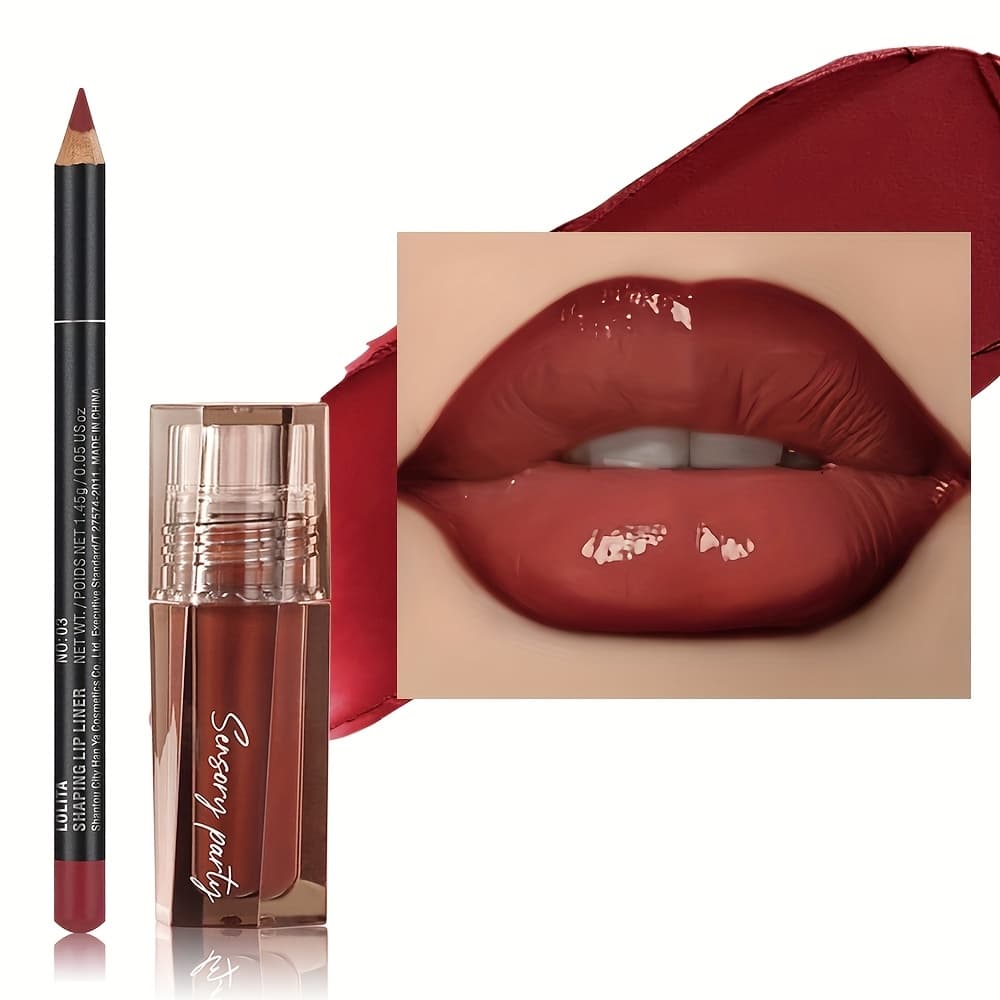 2025 New Pudaier Durable Matte Lip Liner Set 3D Precise Outline Dew Effect Brown Pink Purple Red Series Suitable for All Light Beige Makeup Styles Multi-Purpose Lip Makeup Accurate Color Rendering