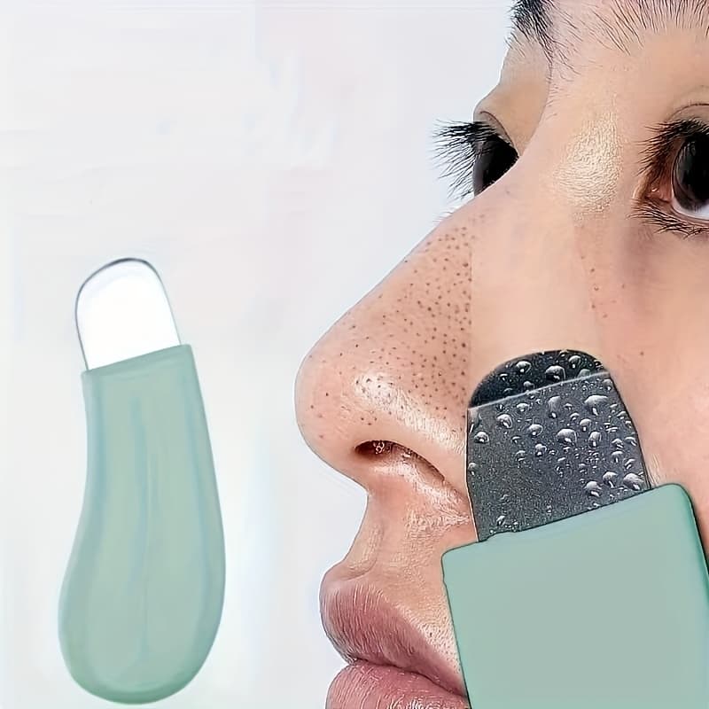 [Ergonomic Blackhead Remover] Gentle Ergonomic Blackhead Removal Tool | Non-Electric Skincare Spatula with Textured Surface, Light Green Handle for Easy Grip, Pore Cleaning Accessory