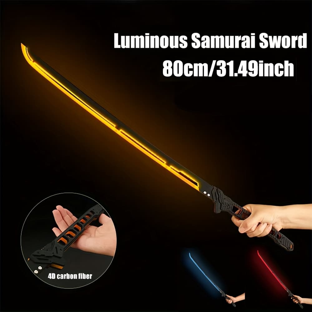 80cm/31.49inch Acrylic LED-Illuminated Samurai Sword Replica, Cool And Handsome Cyberpunk Katana with Light-Up Feature for Cosplay, Party Decoration, and Photography Props