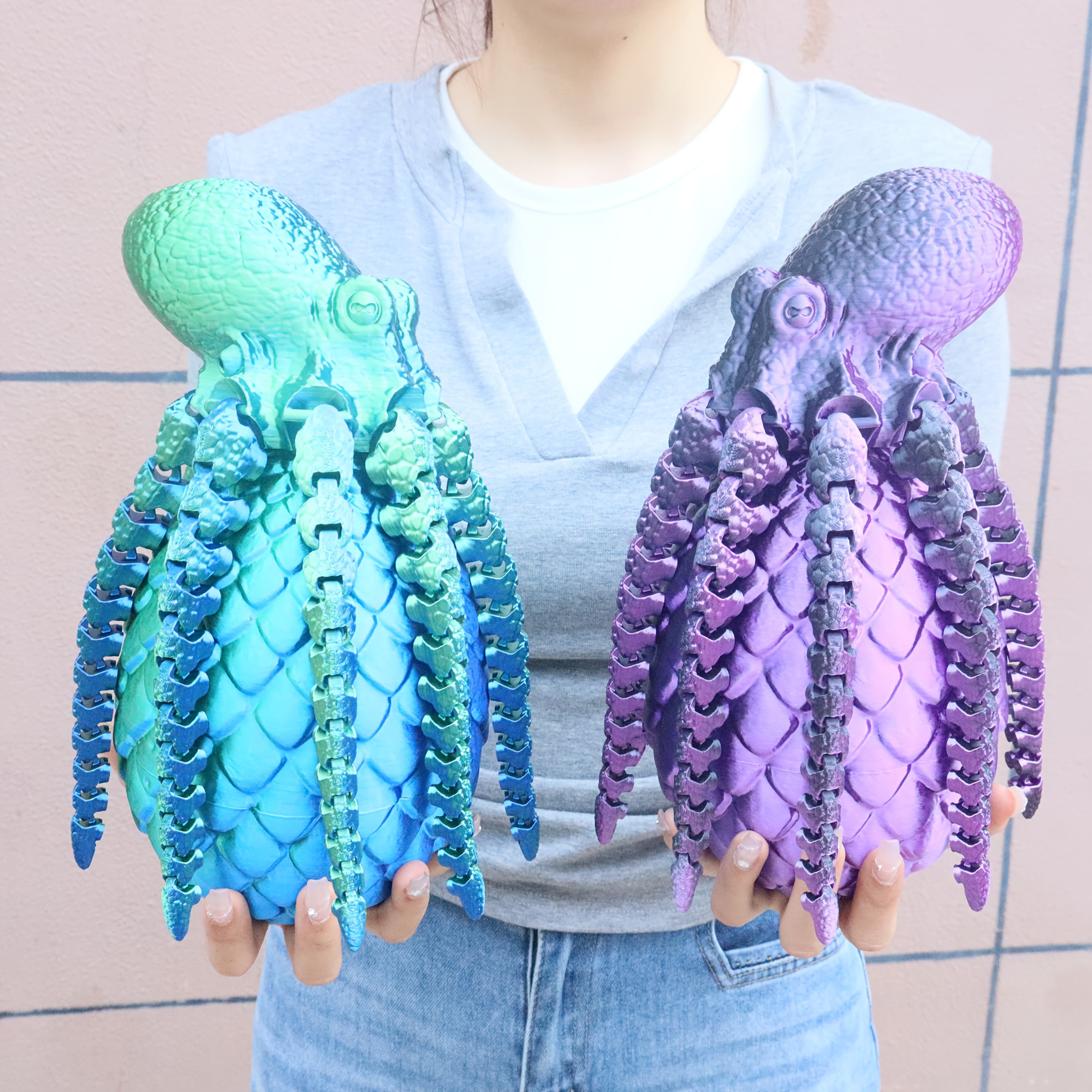 A Set of a Large 3D Printed Egg Measuring 18Cm/7.09Inch And an Octopus Egg of 43Cm/16.93Inch, Featuring a Giant Ocean Creature Octopus. This Oversized Decoration Is Ideal for Festive Gatherings, Puppet Models, And Garden Decor, Making It a Perfect Gift for Father'S Day, Birthdays, Graduation Season, Valentine'S Day, Partners, And Friends.