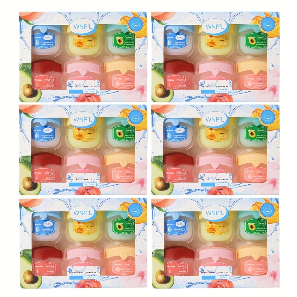 36-Piece Lip Butter Set - Unisex Adult Natural Finish Lip Balms, 6 Fruit Flavors, Alcohol-Free, Suitable for All Skin Types, Petrolatum Base, Nourishing Lip Mask, Ideal for Gifts and Party Favors