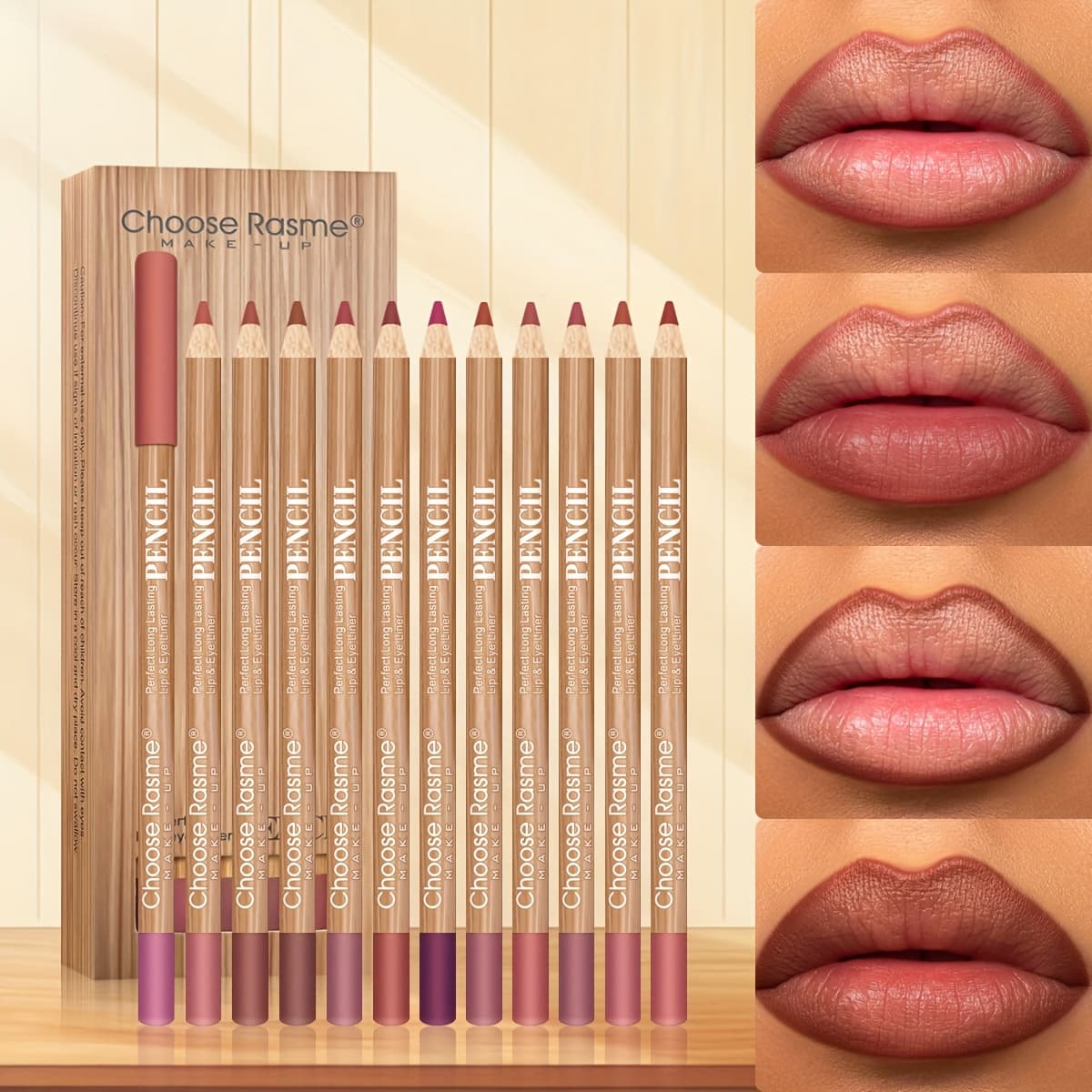 12pcs Lip Liner Set for Contouring Lips, Moisturizing and Non-Drying