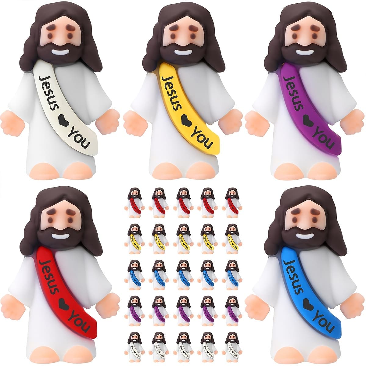 100/50/30pcs Little Jesus Figures, Original Design Jesus Love You Mini PVC Toys, Colorful Religious Party Favors for Hide Seek, Sunday School Supplies Baptism Gifts, Cool Room Decor Cheap Fun Stuff, Local Warehouse Fast Shipping, Special Christmas Halloween Birthday Gift, Massive Clearance Deal, Best for Christmas, Perfect for Thanksgiving