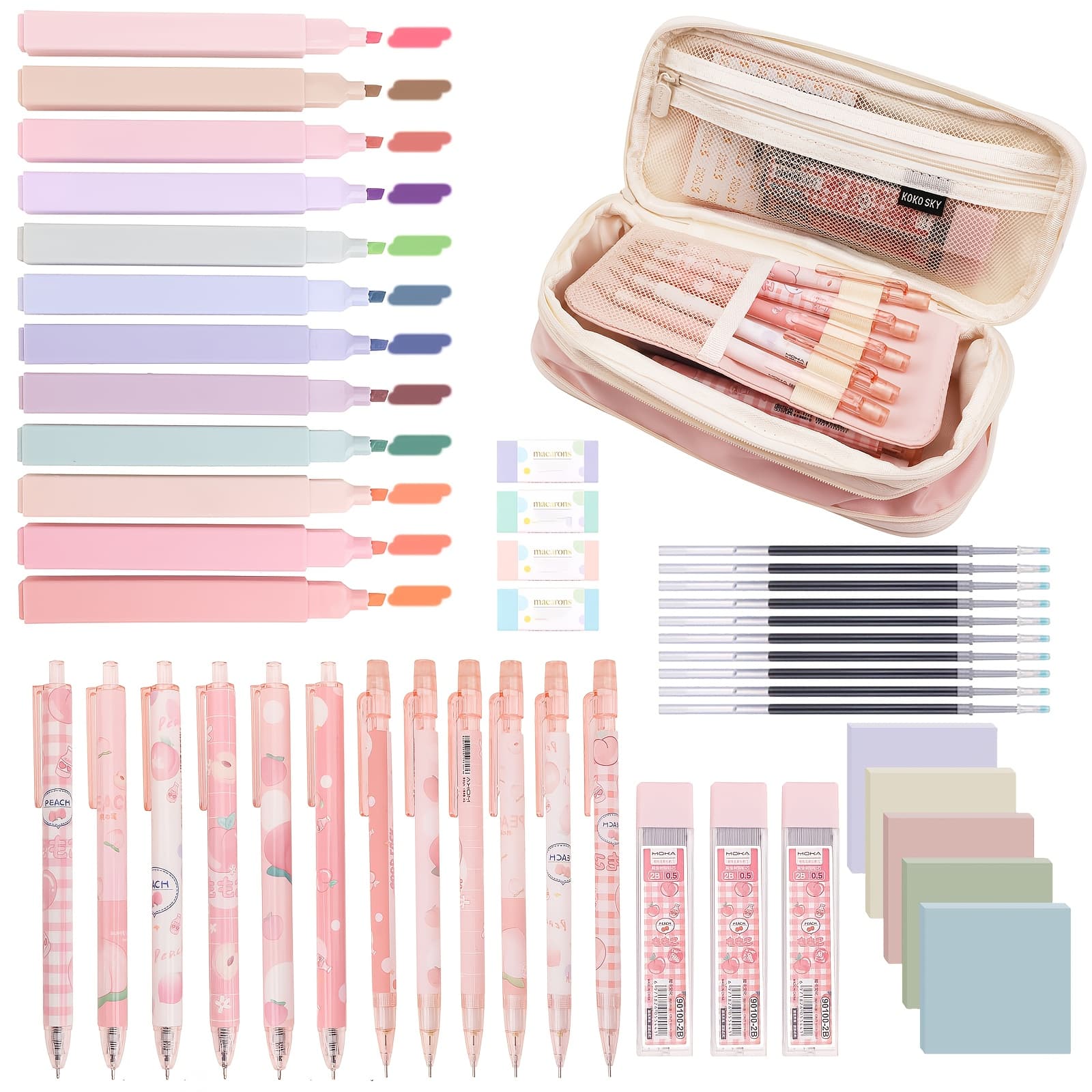 [Complete Student Stationery] Complete Student Stationery Set | Durable Plastic, Highlighters, Mechanical Pencils, Colorful Ink Pens, Pencil Case, Reading Materials, Fountain Pen, and Fluorescent Highlighter, Ideal for Daily Use, Cute Pens