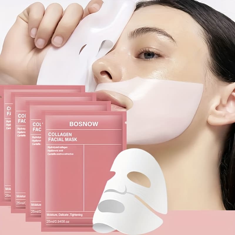 4pcs Instant lifting Bio-Collagen Moisturizing Mask, rich in nicotinamide and hyaluronic acid, hydrates and moisturizes, tightens and smooths Light Beige, make the Light Beige look of soft, delicate, elastic and naturally radiant, & skincare