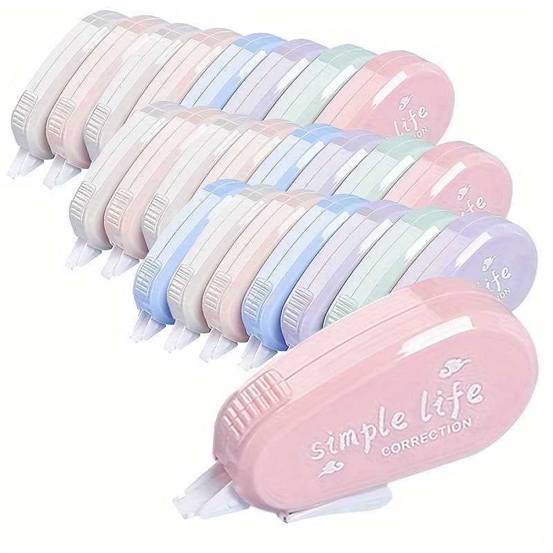 24 Pcs Mini Macaron Color Correction Tape, Easy to Use Applicator for Instant Correction, White Out Correction Tape for School, Office, Crafting ( 0.2 x 197 inch, 6 Pcs/Pack)