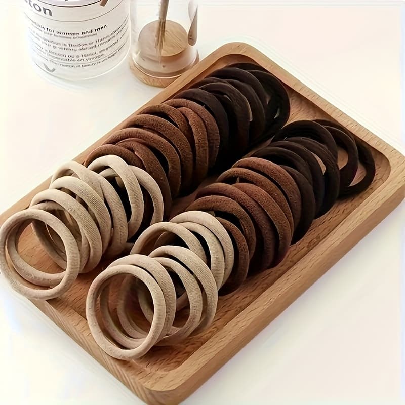 15pcs/48pcs Black Soft Seamless Hair Ties for Women and Girls, Thick/Thin Hair Ponytail Holders, No Crease No Damage Elastics (1.6 Inch Diameter), Easter, Easter Eggs, Mardi Gras, St. Patrick'S Day, Homecoming season, gifts for girls