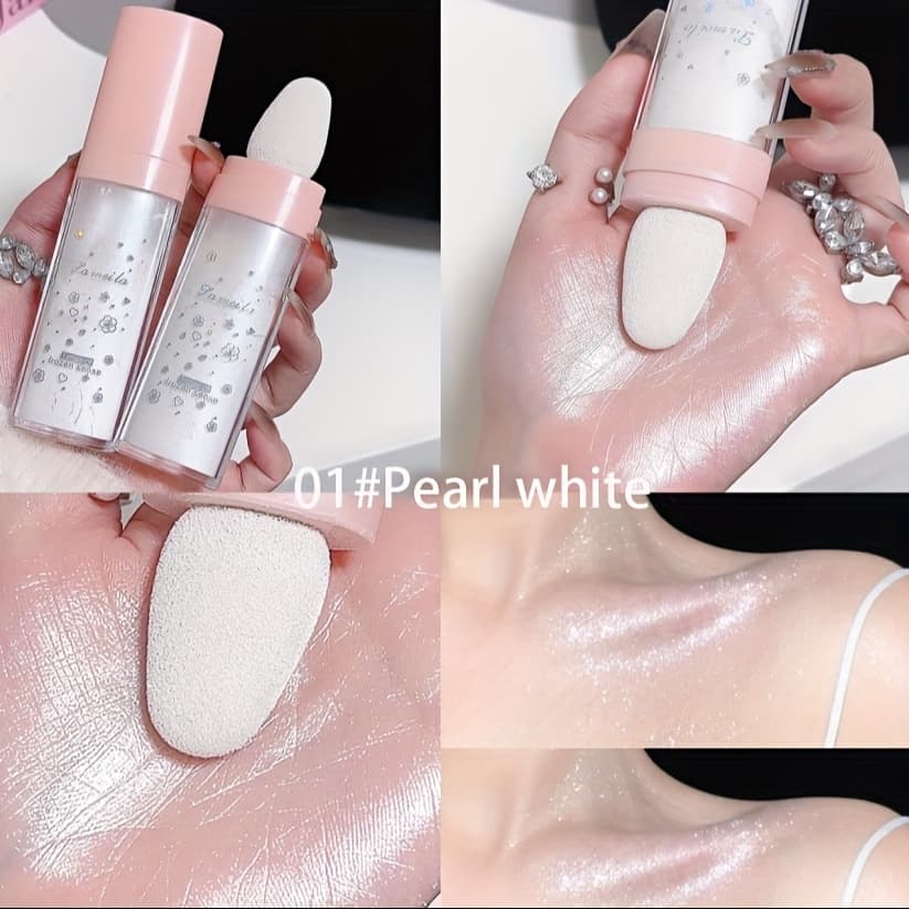 [Pearl Highlighter] Glittery Golden-toned Pearl White Body Highlighting Powder | Soft Texture, Shimmering Finish, Ideal for All Skin Tones, Festive Highlighter, Daily Use & Festivals