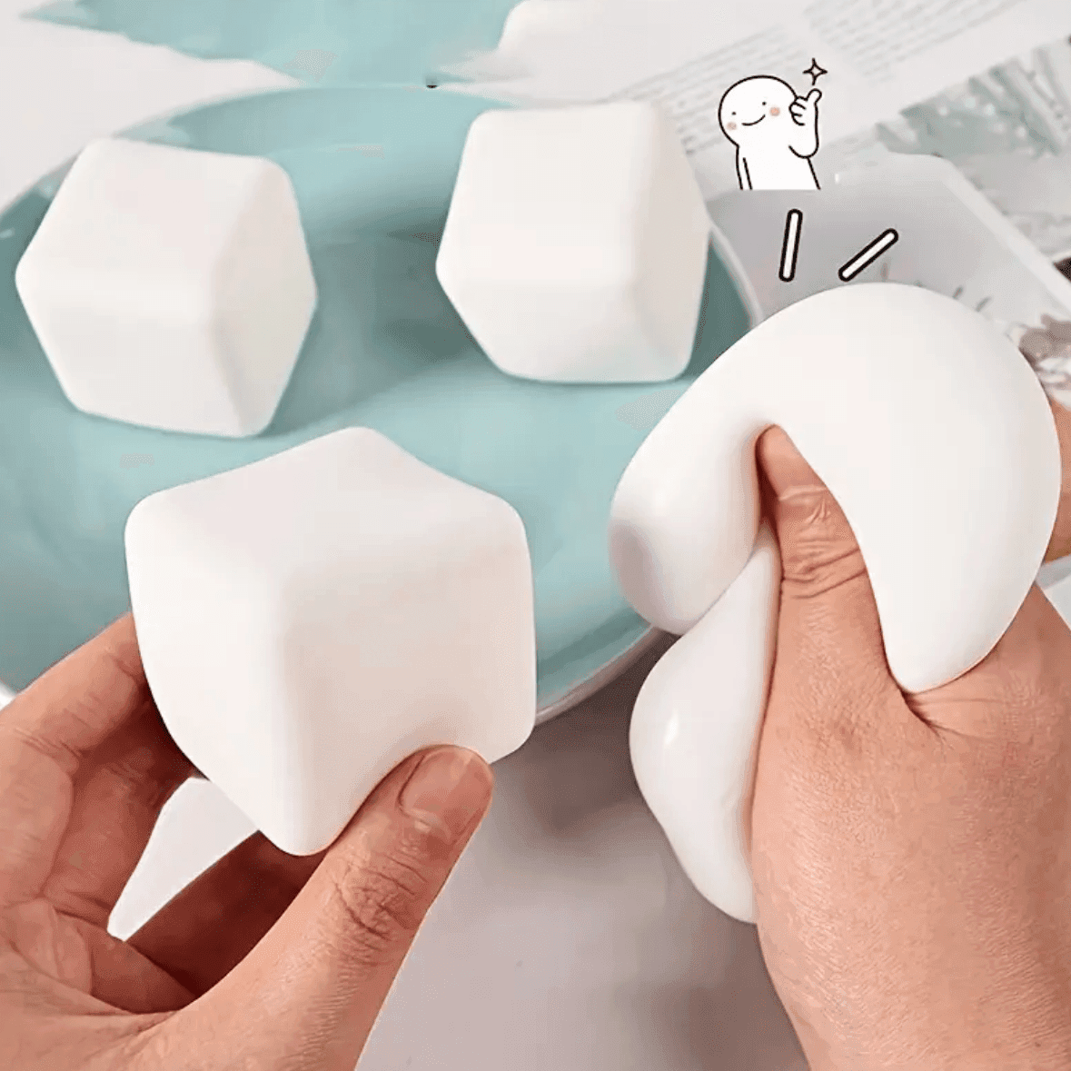 4pcs Soft White Squeezing Simulation Tofu Kneading Toys - Slowly Rebound Blocks, Perfect Holiday Gift, Novelty Gadgets for Christmas and New Year, Stress Relief Toys|Novelty Gift Item|Soft Texture - Image 1