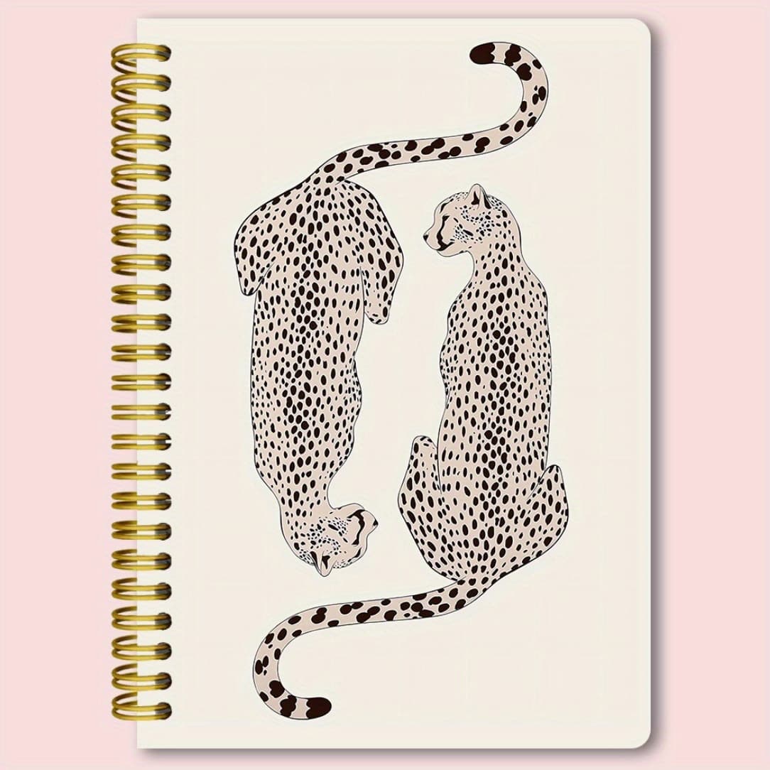 Retro Leopard Print Notebook - Stylish Cheetah Spiral Coil Design, 5.5x8.3 Inches, 50 Pages - Durable High-Quality Paper for Writing, Journaling, Office & School Use - Perfect Gift Idea, Cheetah Print Gifts, Journal Writing, Decorative Cover, Smooth Texture