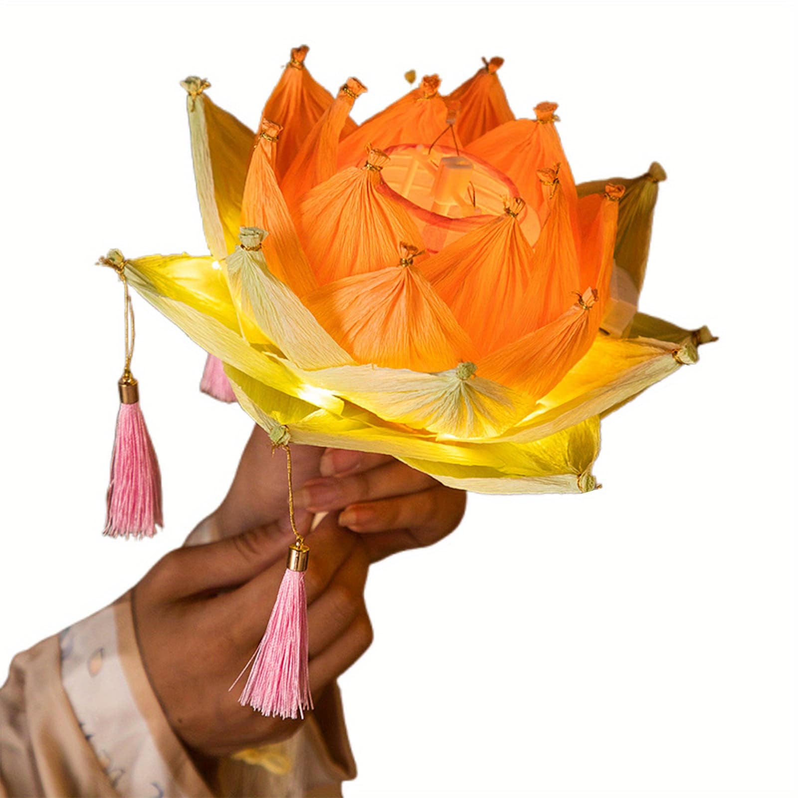 Festival Flower Lantern Handmade Mid Autumn Lanterns Chinese Lantern Flower Light Lamp Flower Light Making Craft Kit Autumn Paper Lantern for Indoor Outdoor Decoration - Image 1