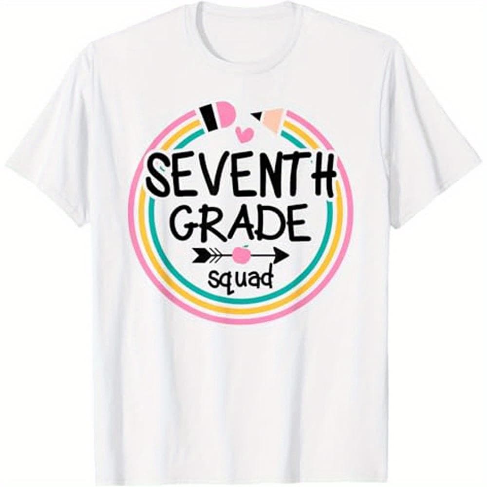 Seventh Grade Squad Back To School Teachers Tees T-Shirt for kids, Soft Fabric, Breathable Fashion Short Sleeve Tees for Girls Boys Todder - Image 1