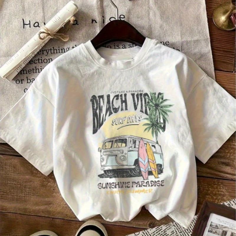 Girls Short Sleeve T-Shirt Summer Simple Cotton Comfortable Breathable Summer Crew Neck Pullover Teen Kids Top - Image 1