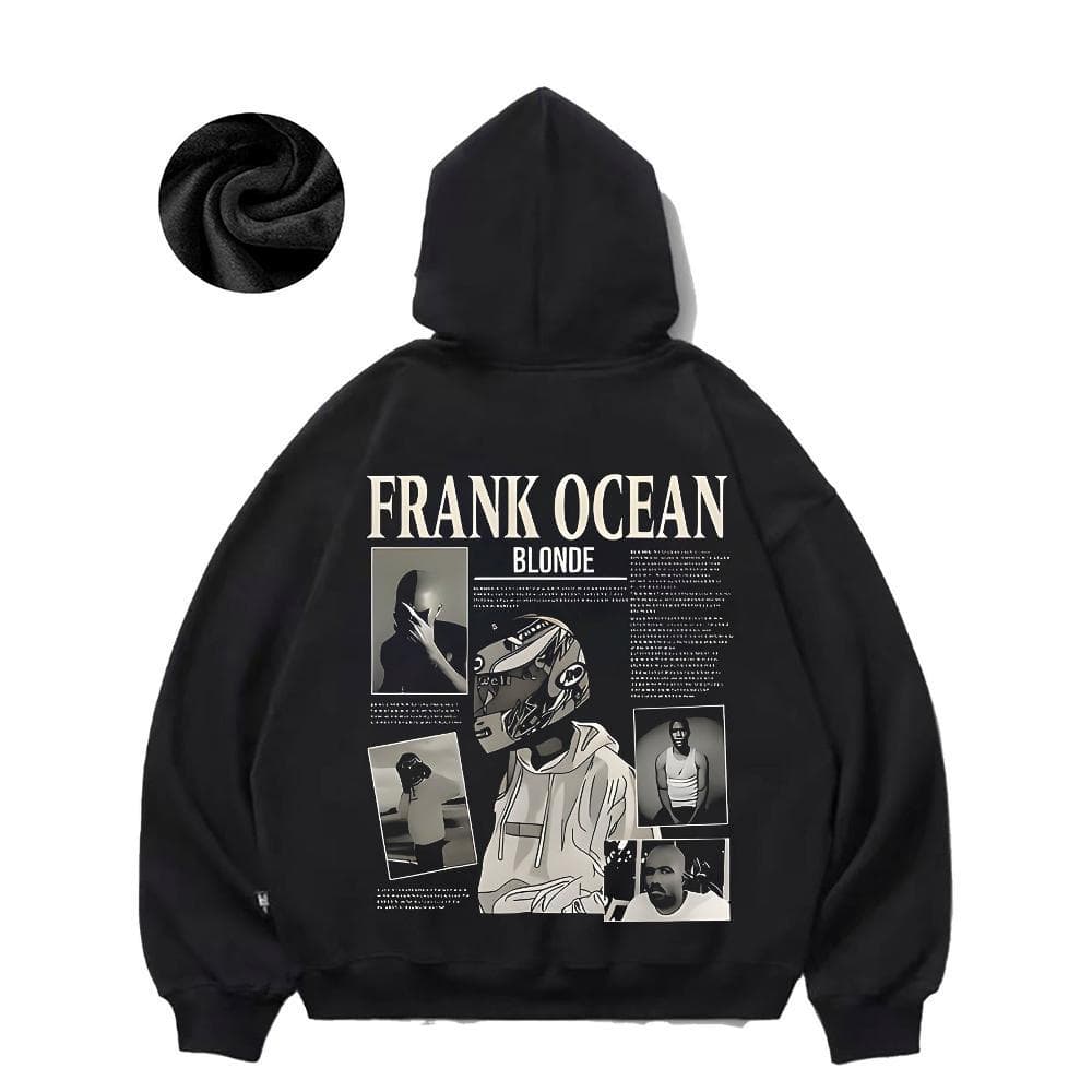 Frank Ocean "Blonde" Graphic Hoodie - Casual Pullover with Newspaper Print Design, Long Sleeve, Regular Fit, Comfortable for Streetwear in Fall/Winter, Hoodie Sweatshirt