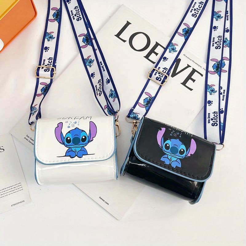 Disney Stitch Crossbody Bag with Adjustable Strap - Cute Cartoon Snack Pack Style Purse, White & Black Options, Perfect Gift for Women, Girlfriend, Wife (Birthday, Christmas, Valentine's Day), Disney Purse, Everyday Accessory, Durable Polyester Lining - Image 1