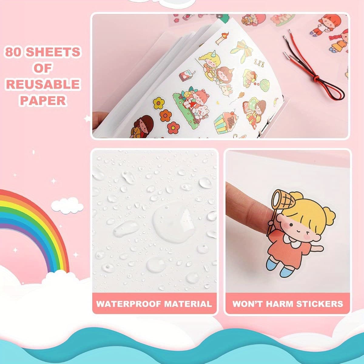 Reusable Sticker Book - 100 Sheet Sticker Collecting Album, Plus Size - Image 1