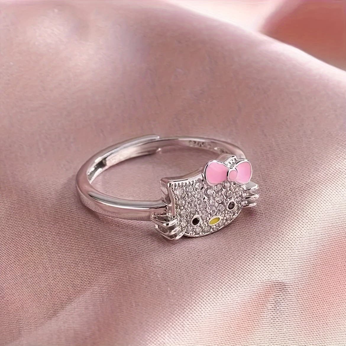 1pc Sanrio KT Adjustable Cute Cartoon Ring, Zinc Alloy, Daily & Party Wear, Valentine'S Day & Birthday Gift for Fans, Cute Ring - Image 1