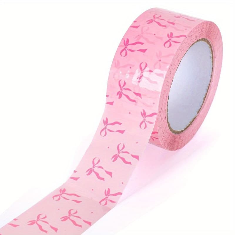 1 Roll Pink Bow Decorative Gift Wrapping & Shipping Tape - 1.9" x 109 Yards Waterproof BOPP Material, Tear-Resistant Strong Adhesion for Small Business, DIY Crafts, Gift Wrapping, Boxes, Cartons & Household Repairs, Wrapping Accessories, Carton Sealing Tape, Bow Pattern Tape, Cute Pattern Tape, Reliable Packing Tape - Image 1
