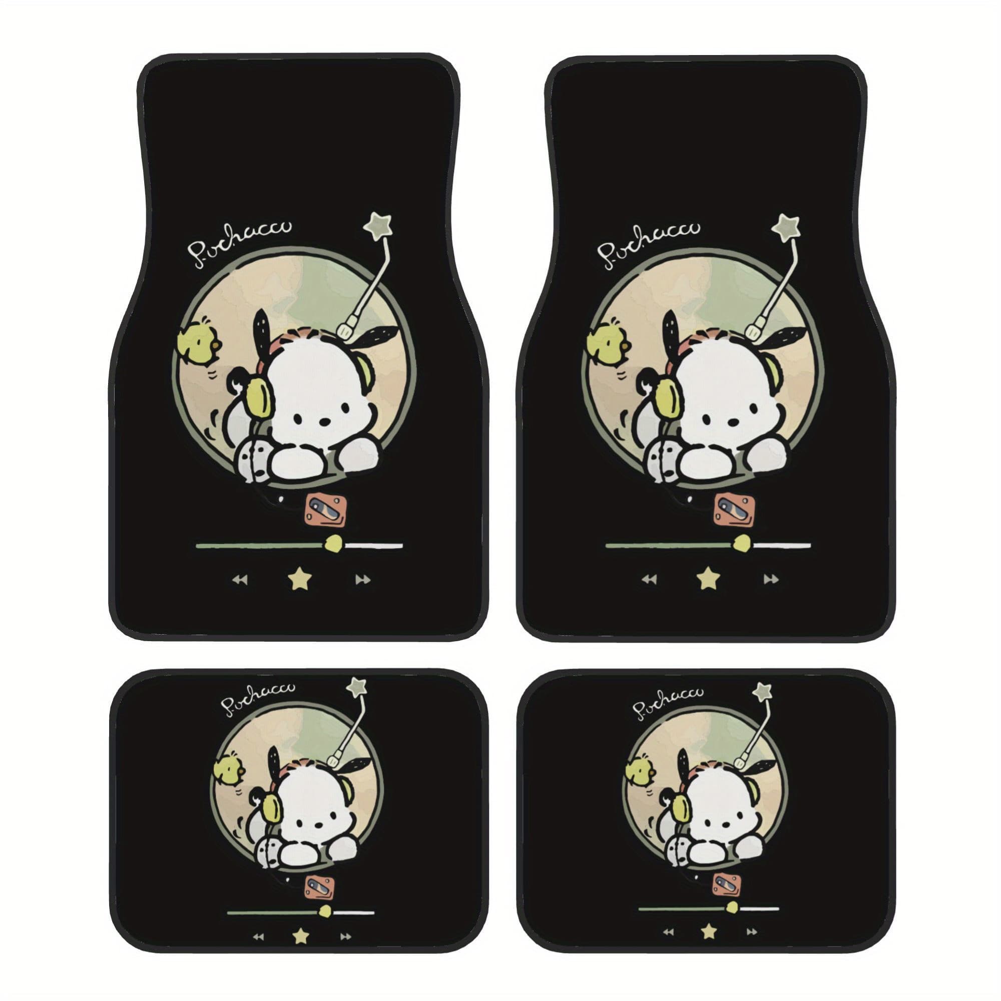 Authorized 4pcs Sanrio for pochacco Universal Cartoon Theme Car Floor Mats - Front And Rear Seat Covers. Universal Car Foot Mats, Anti-Slip And Stain-Resistant, Easy to Clean. Car Interior Accessories. Perfect Gift for Both Men And Women. - Image 1