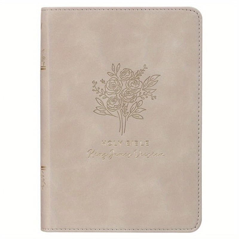 KJV Bible - Compact Portable Holy Scripture Book with Elegant Floral Roses design, Beige/Taupe color, -like Hardcover for Travel, Everyday Carry, Gift - Bible for Women & Men, Spiritual Accessory, Sophisticated Cover, Sturdy Construction, Religious Text, Faithbased Gift