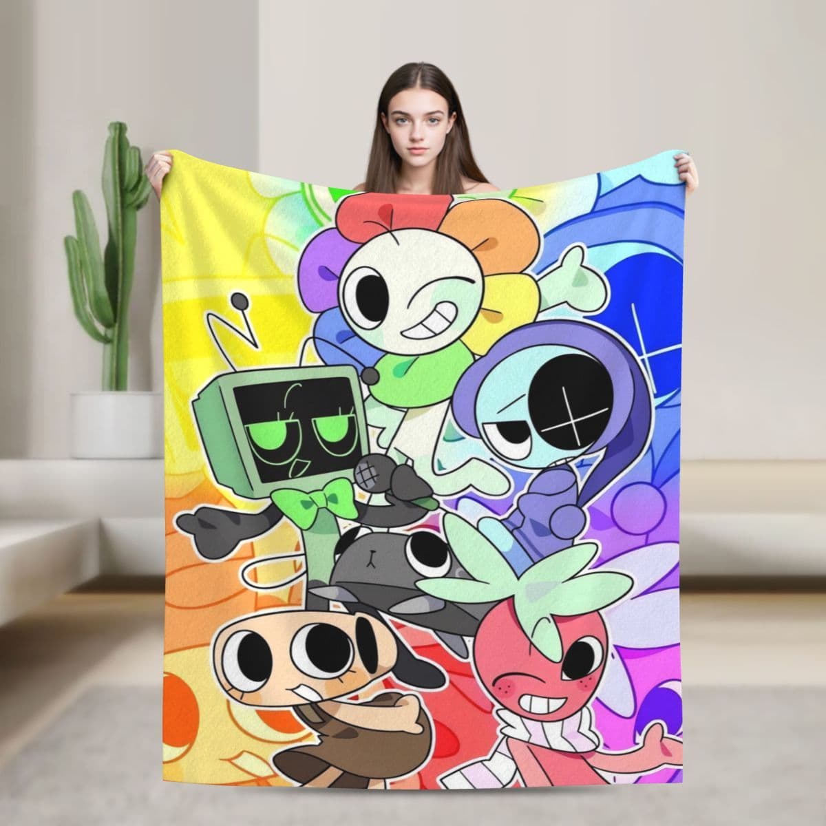 Dandy'S World Cartoon Print Flannel Blanket for Bedroom Sofa, Ultra Soft Warm All Seasons Lightweight Throw Blanket for Bed Couch Living Room - Image 1