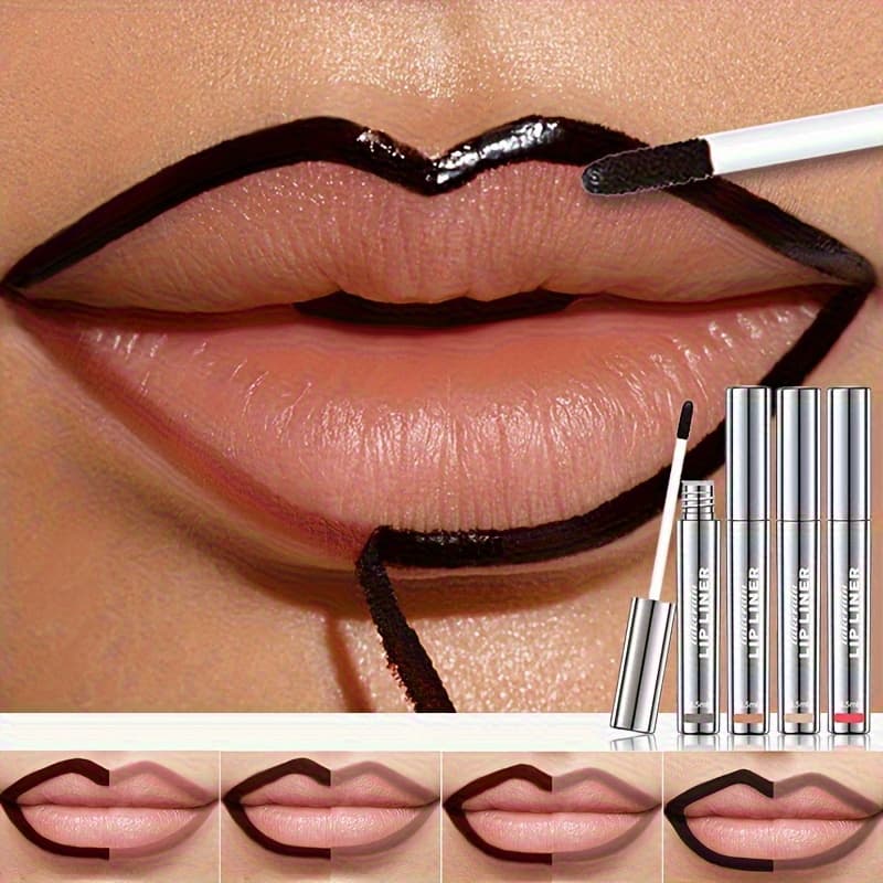 4-Color Matte Removable Lip Liner, Long-Lasting Color Lock, Waterproof & Sweat-Resistant, Moisturizing & Nourishing, Suitable for Light Beige, Versatile Lipstick Application
