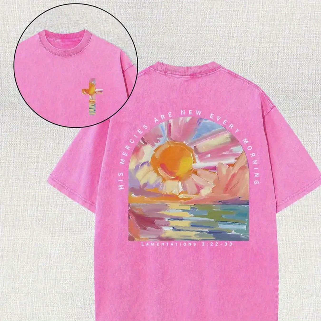 230g Double-sided Washable, A Good Day Starts with A Sunny Printed T-shirt in The Morning, High-quality Wax-spun Retro Fashion Brand T-shirts, Suitable for A Certain Thickness of Summer T-shirts, Holiday Gifts