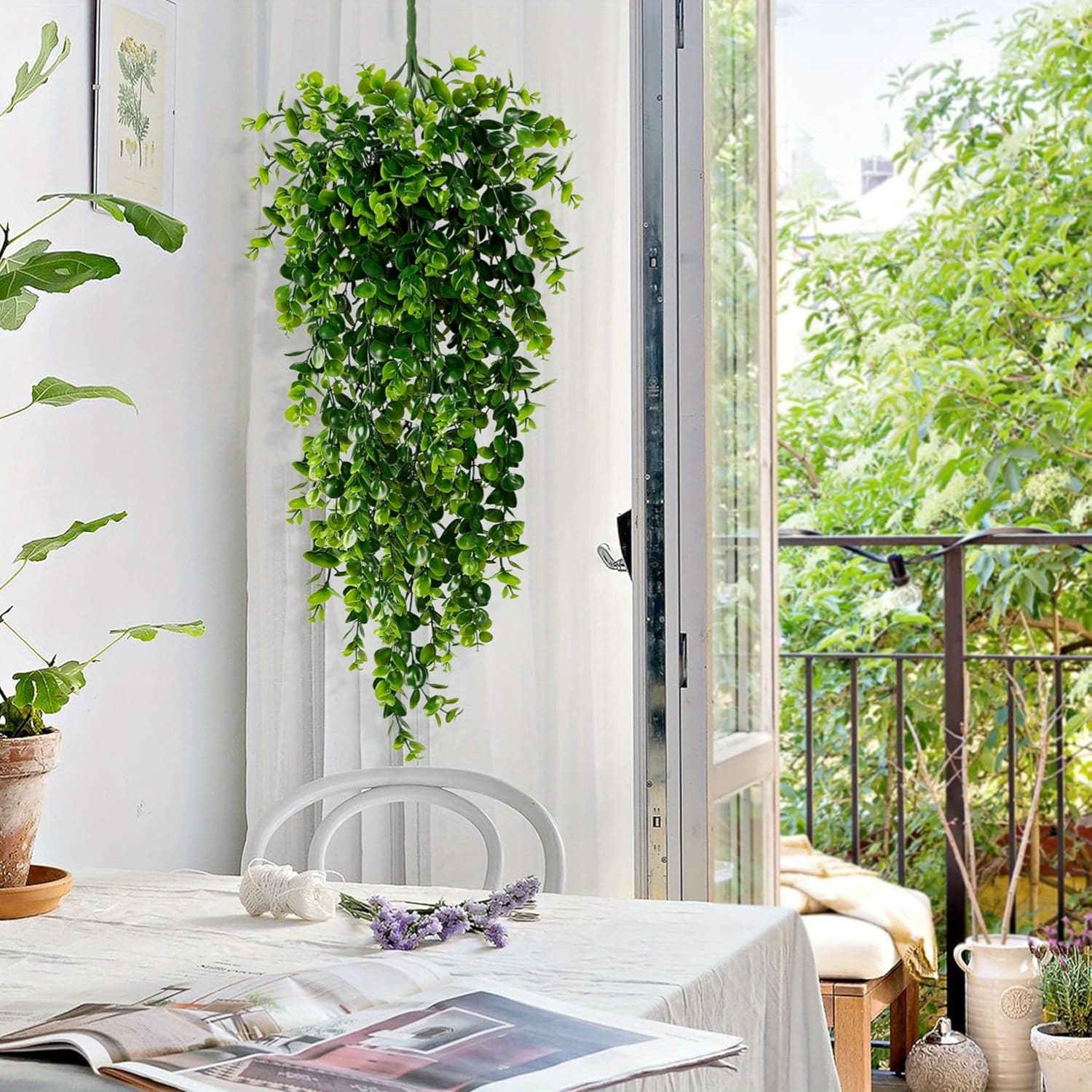 4/8pcs Artificial Hanging Plants, UV Resistant Plastic Hanging Plants Artificial Decor for Party Wall Porch Wedding Decoration - Image 1