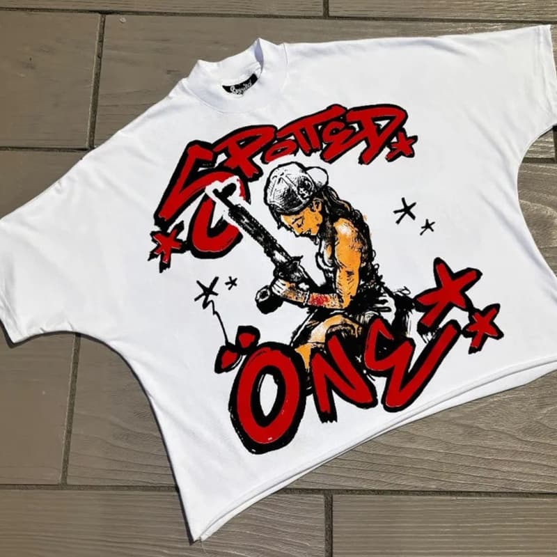 Women's Y2K Street Style T-Shirt - Dual-Sided Graphic Print, "CRATED CONS" Design with Bold Typography & Stars, Soft and Comfortable Round Neck Short Sleeve Top, Casual All-Season Wear, Casual Streetwear | Y2K Fashion | Glossy Fabric, Cute T Shirts - Image 1