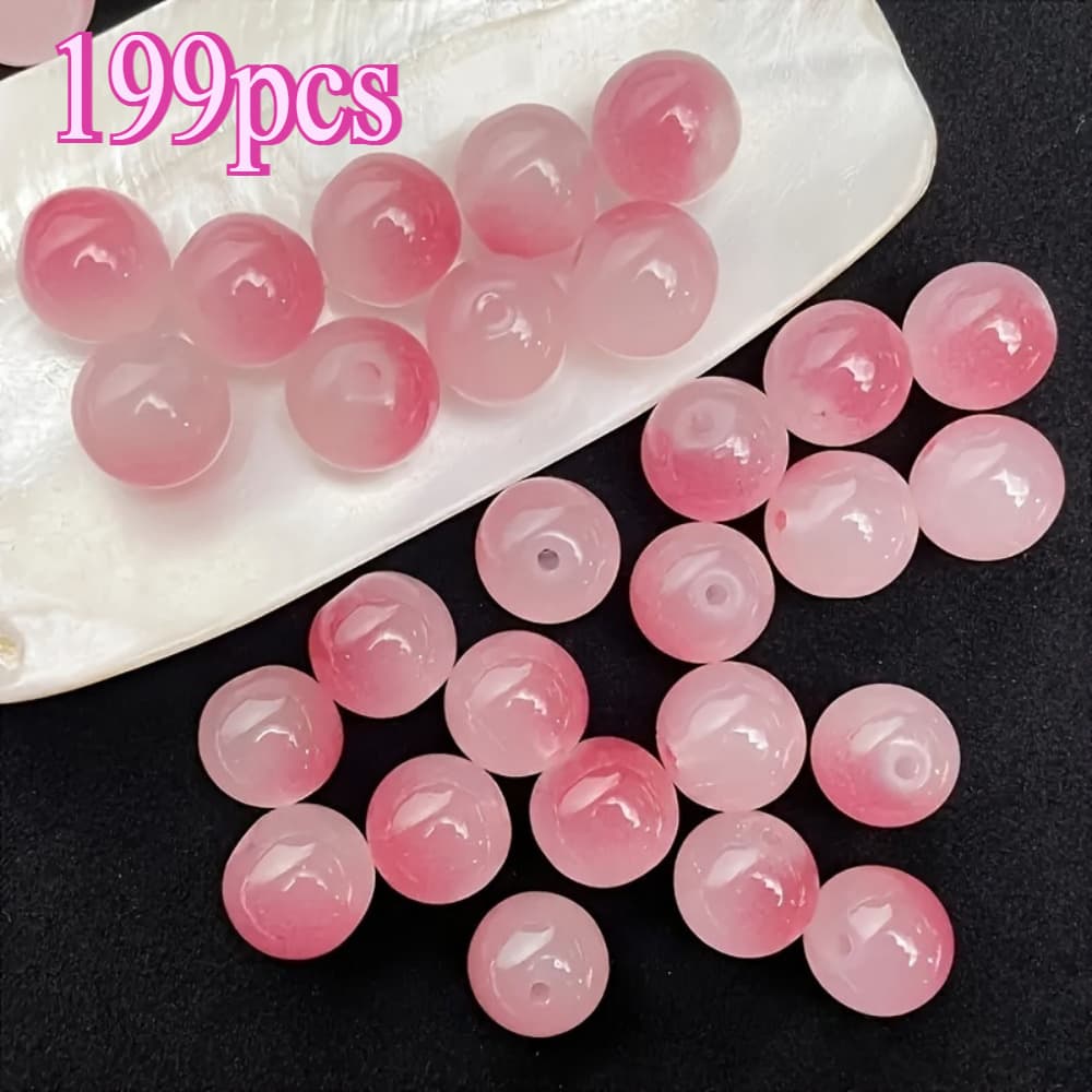 [Multicolor Glass Beads] 199pcs 8mm Multicolor Glass Round Loose Beads | Fashionable Craft Supplies for Teenage Girls, Great for Necklaces, Bracelet Making Kits, Keychains and Jewelry Making Accessories