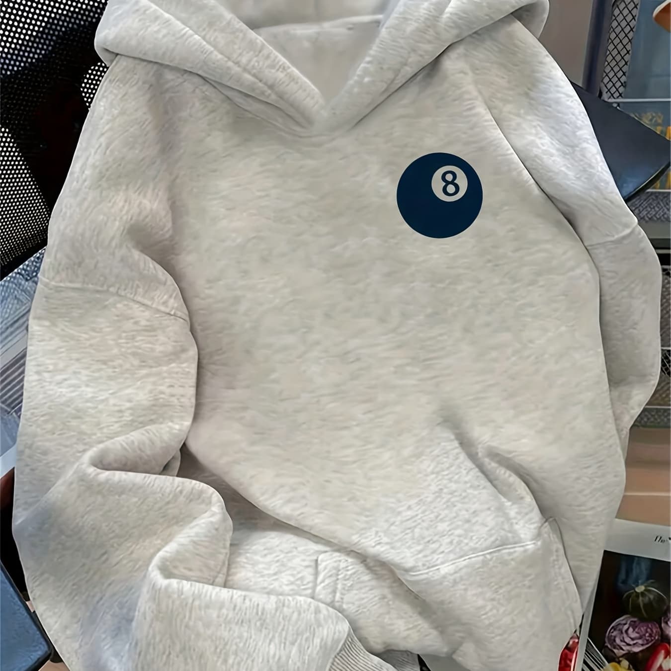 Girls' Billiard No. 8 Print Casual Long-Sleeve Hoodie for Autumn and Winter Fashion