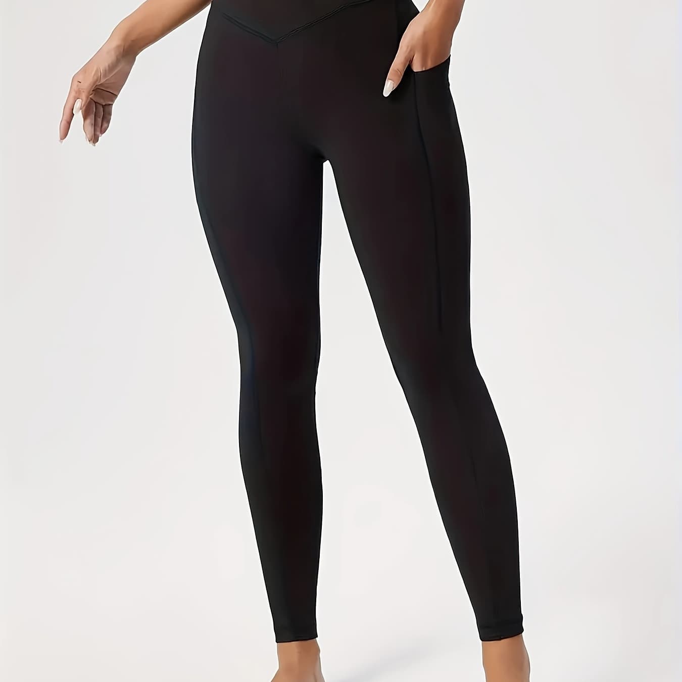 Spring and Summer Women's Cross-Waist Drawstring Pocket Stretchy Comfortable Outdoor Sports Cycling Yoga Rugby Fitness Casual Solid Color Long Pants