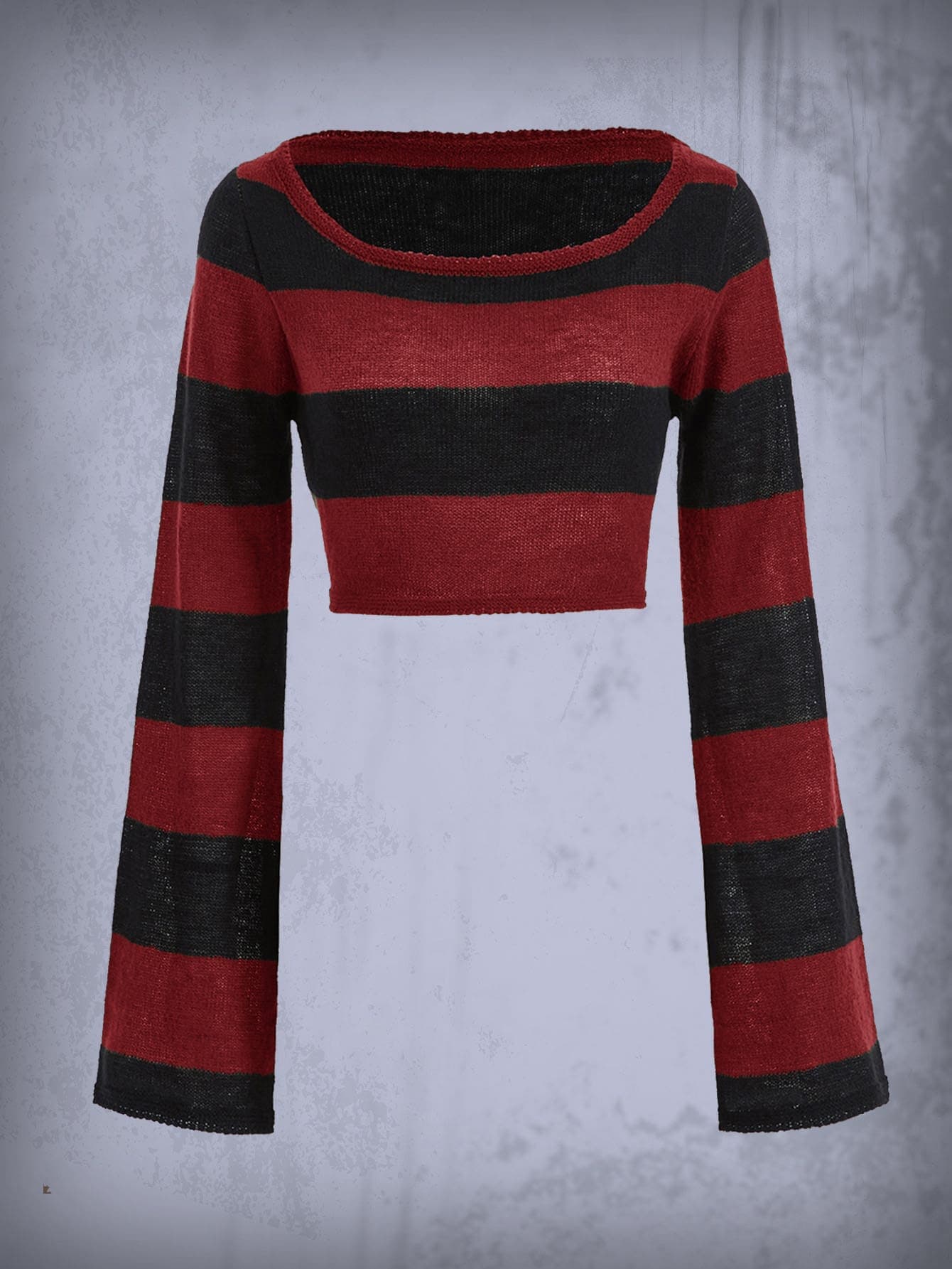 ROMWE Goth Women's Short Striped Pullover Sweater, New Year's Eve - Image 1