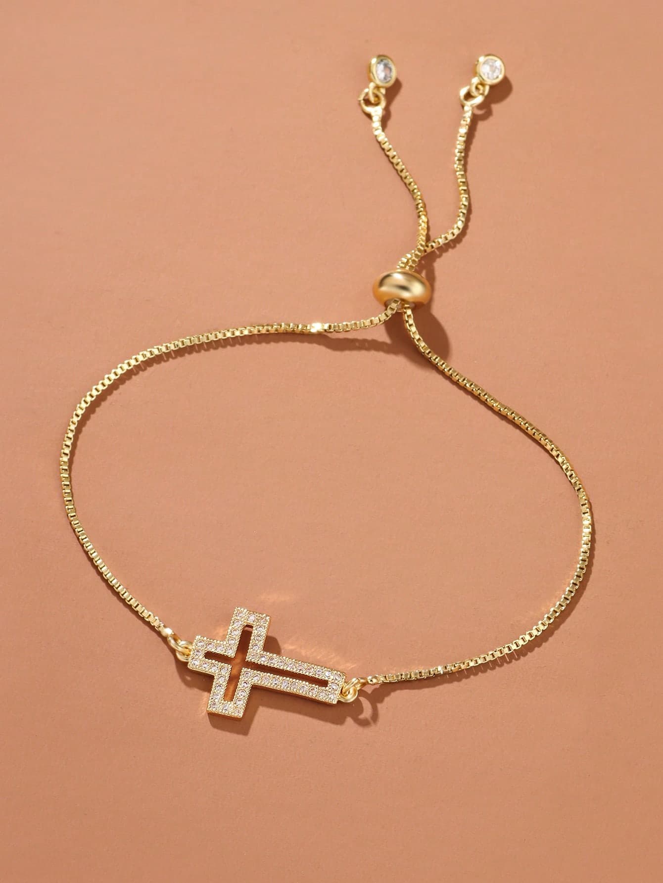 Cubic Zirconia Cross Decor Bracelet - Image 1