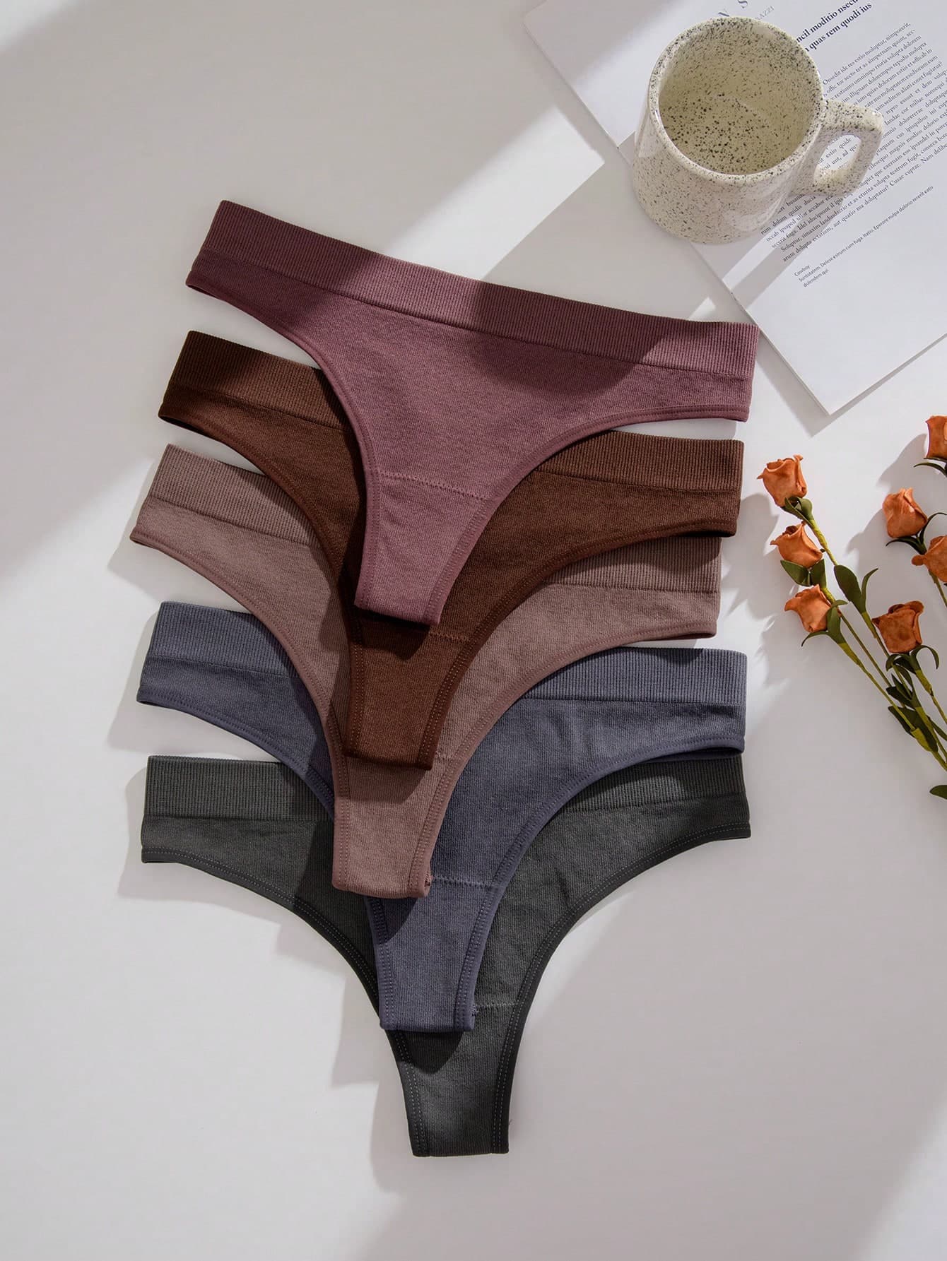 Shein Underwear&Sleepwear Basics 5packs Solid Mesh Sexy Thongs - Image 1