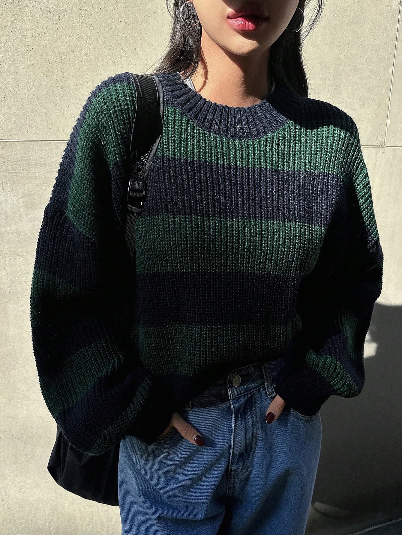 DAZY Color Block Drop Shoulder Sweater - Image 1