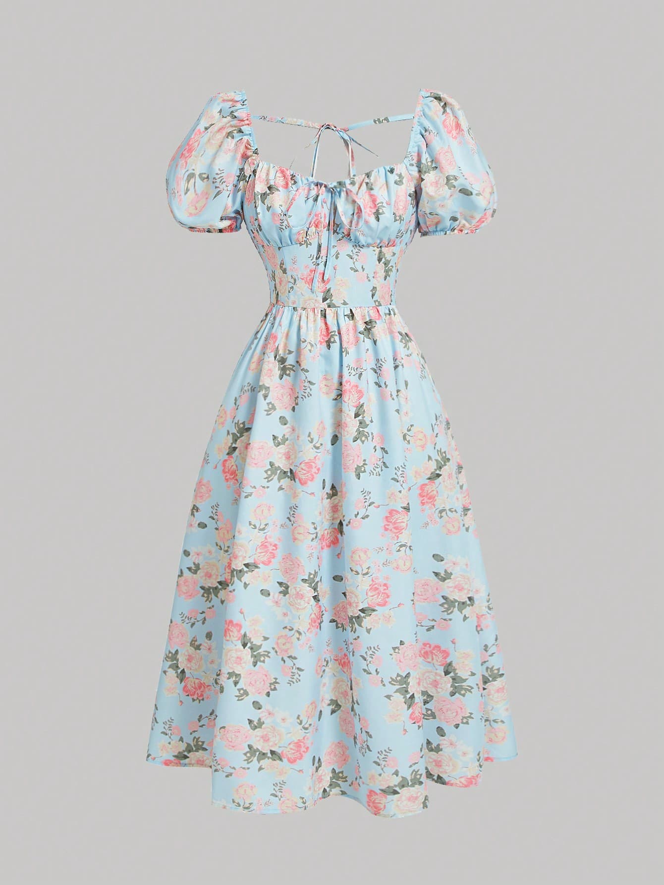 SHEIN MOD Women's Floral Print Puff Short Sleeve Dress - Image 1