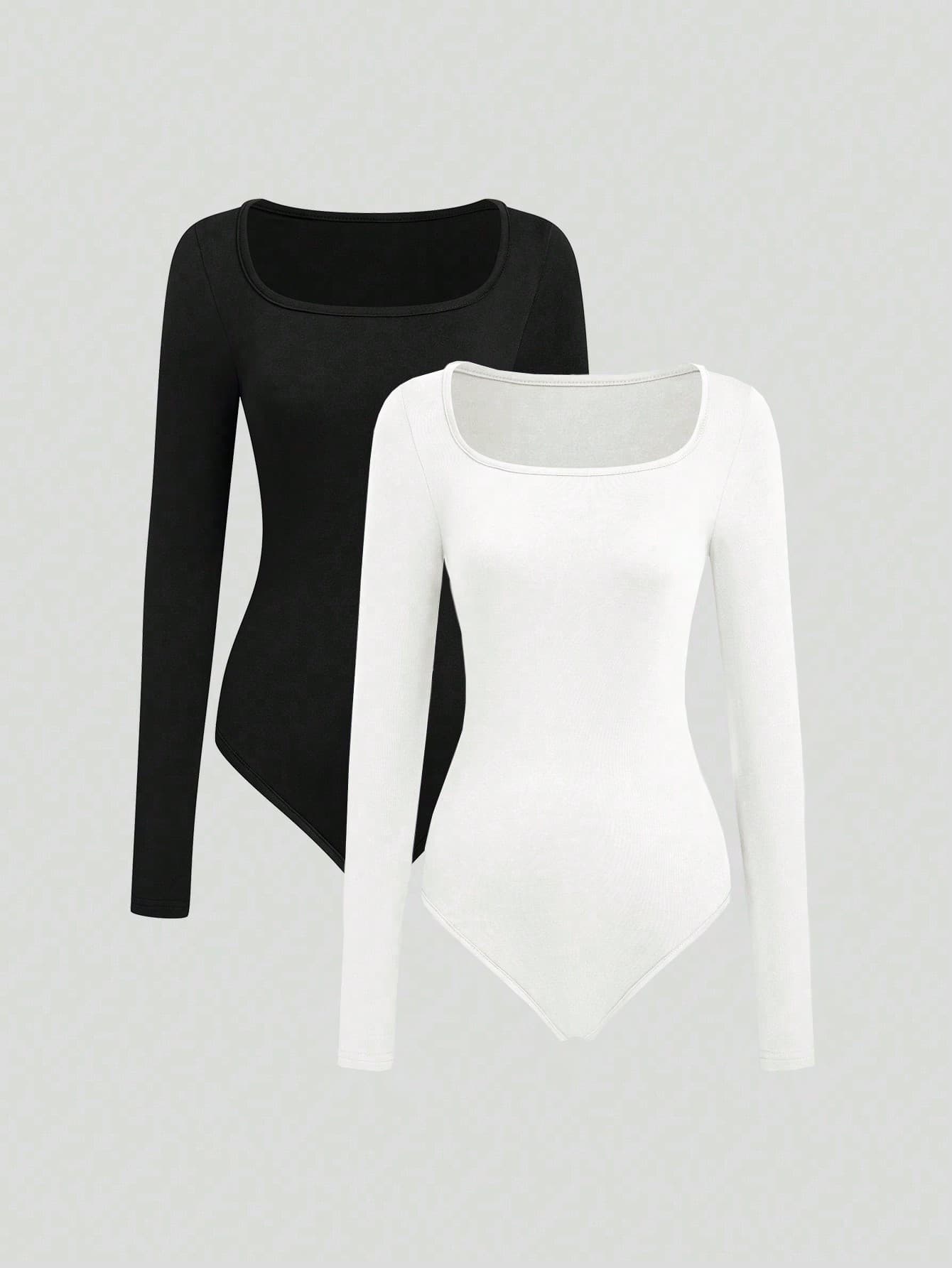 SHEIN MOOSTA Women Solid Color Simple Casual Daily Wear Spring And Summer Bodysuit - Image 1