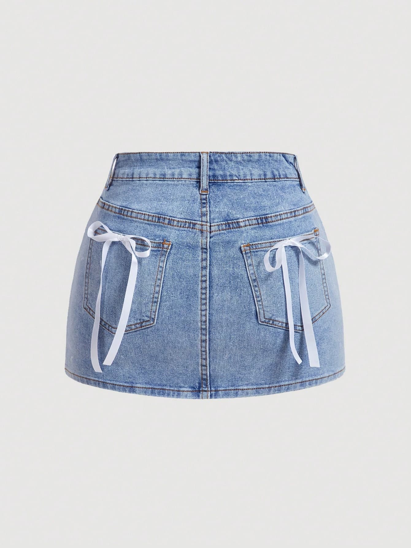 SHEIN MOD Bow Decor Denim Mini Skirt For Summer - Image 1