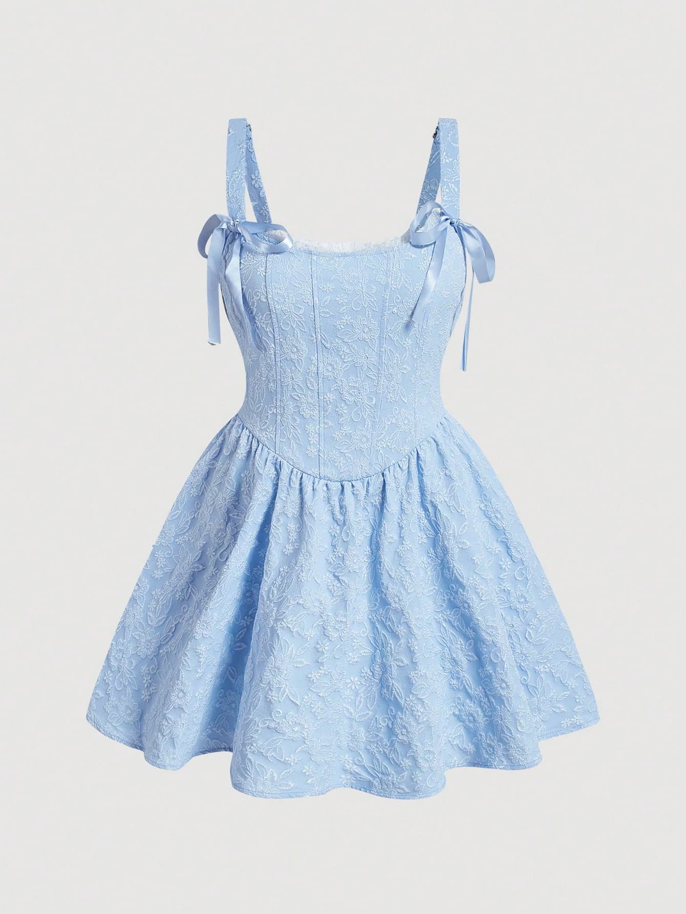 SHEIN MOD Plus Size Women Summer Bowknot Decor Jacquard Elegant Spaghetti Strap Dress - Image 1