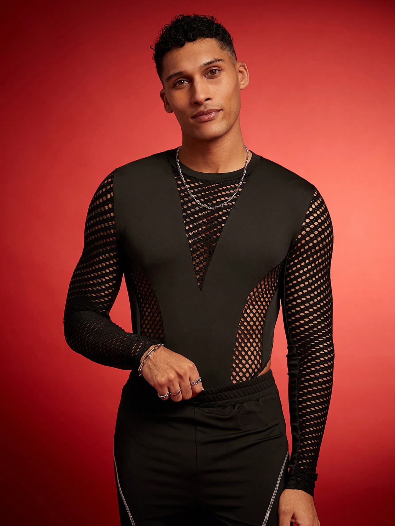 FeverCity Men's Sexy Hollow Out Slim Fit Jumpsuits, Suitable For Summer And Autumn - Image 1