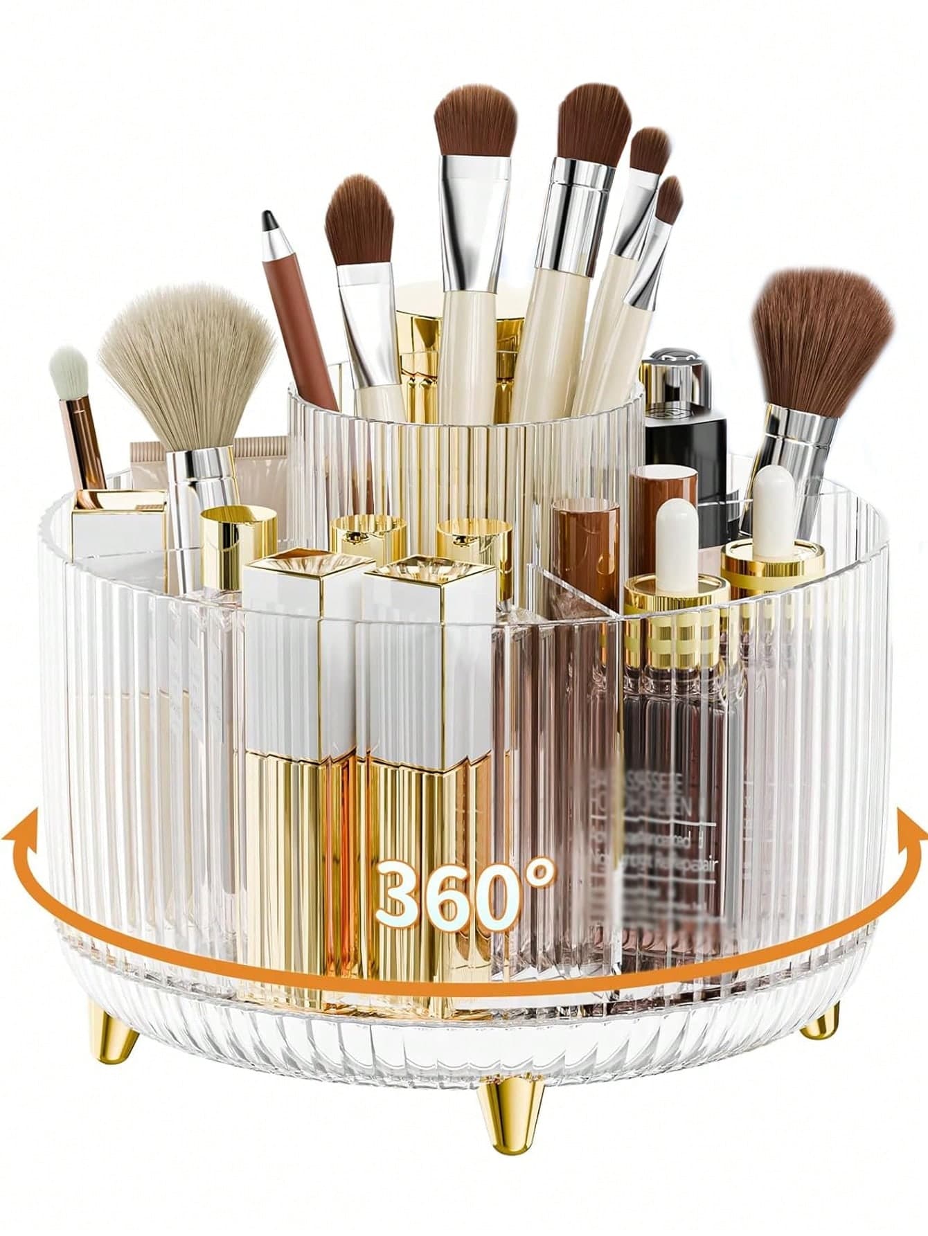 1pc Rotating Makeup Brush Holder, Cosmetic Display Organizer For Storing Eyeshadow, Lipstick And Brushes, For Room, Bathroom, Desk, Accessories, Fun Gift Bag, Bags, Makeup Bag, Vanity, Travel, Make Up Bag, Organizer, Storage, Travel Essential, Makeup Organizer, Makeup Bags, Toiletry Bag, Desk Organiser, Cosmetic Bag, Makeup Pouch, Make Up Organizer, Vanity Accessories, Make Up Pouch, Make Up Bags, Jewellery Box, Pouch, Makeup Brush Holder, Brush Holder, Perfume Organiser, Pouch Bag,Gifts For Women,Christmas Gifts,Gift Ideas For Women,Room Decor - Image 1