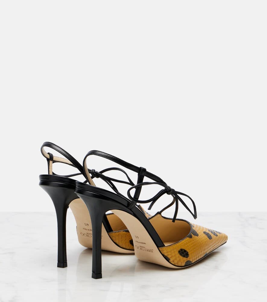 Bow 100 Leather Slingback Pumps In Yellow thumbnail 3