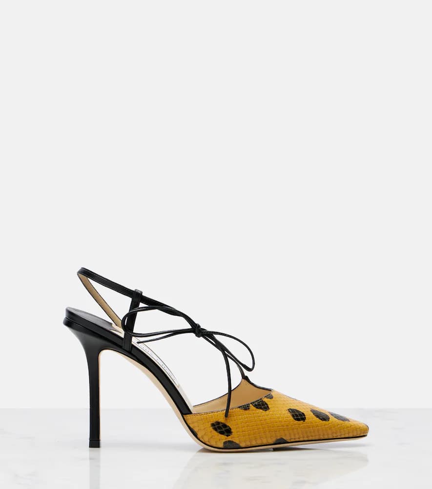 Bow 100 Leather Slingback Pumps In Yellow thumbnail 2
