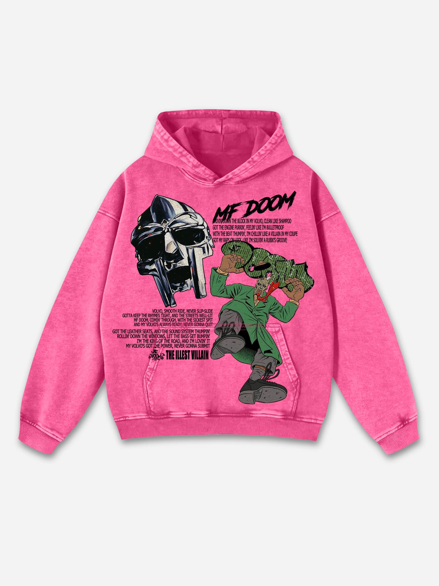 Vintage The Illest Villain Mf Doom Graphic Washed Hoodie - Image 1